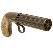 Original 19th Century European J.R. Cooper Style Underhammer Pepperbox Percussion Revolver